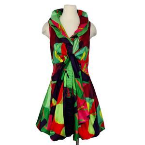 Samuel Dong Double Collared Bubble Dress Multicolor Artsy M
